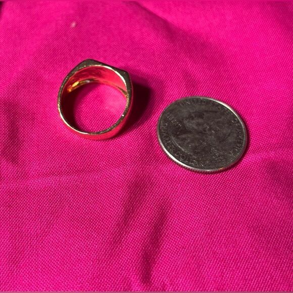 Fashion Square Gold Stackable Women’s Ring 18K Gold Plated Open Stackin Size 7.5 - Picture 5 of 6